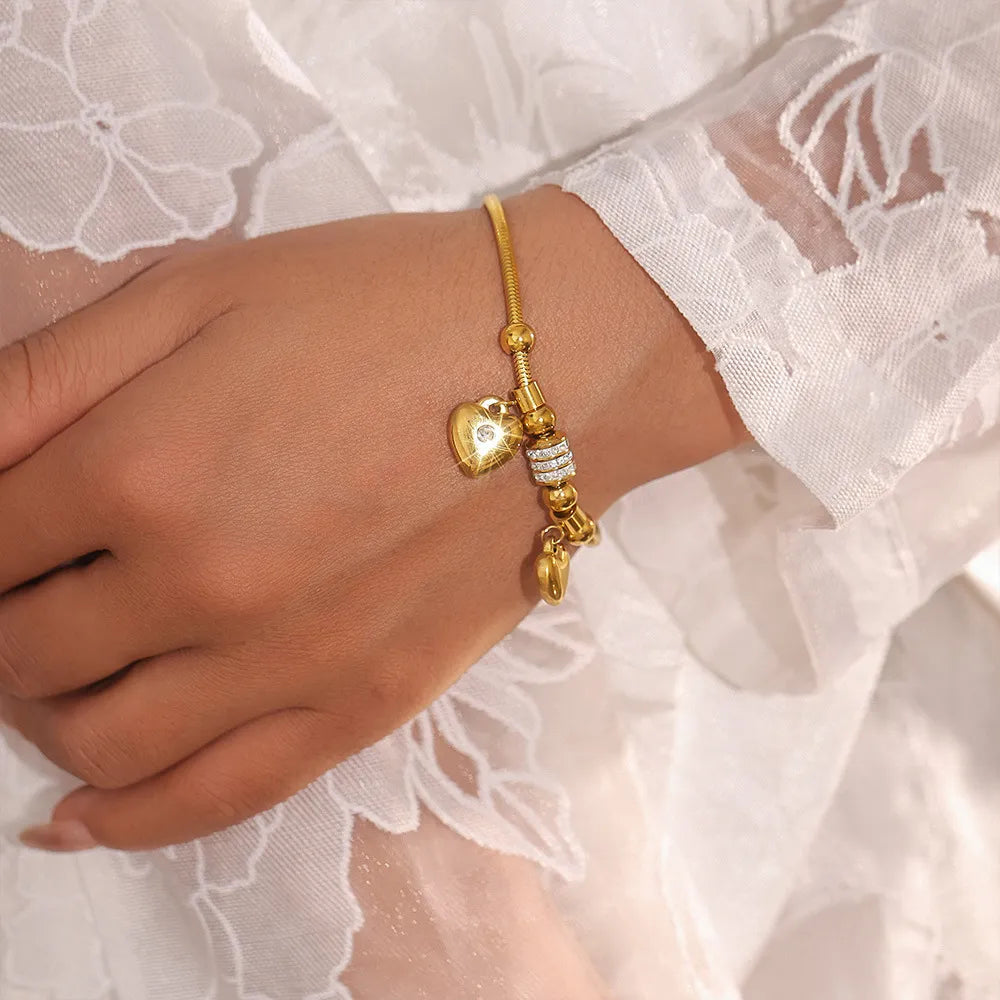 BRACCIALE DUE CUORI PLACCATO ORO 18K
