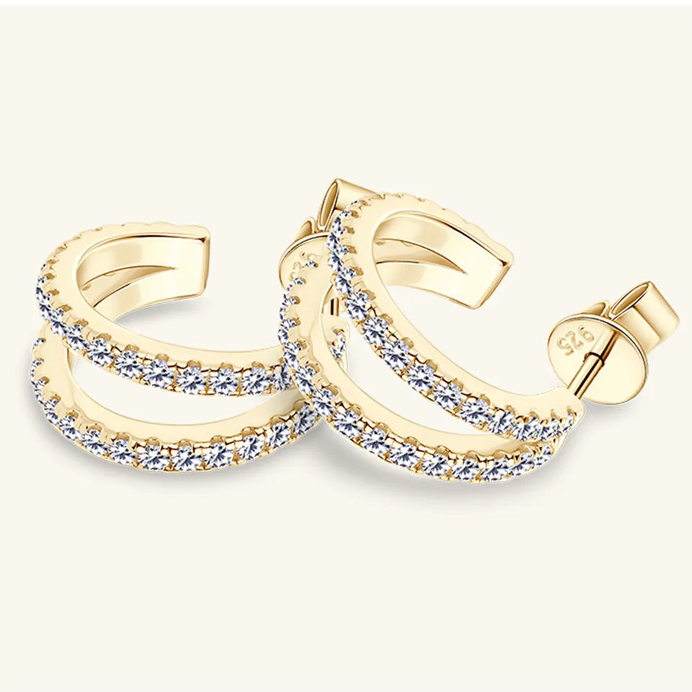 ORECCHINI DOUBLE HOOP ARGENTO MOISSANITE