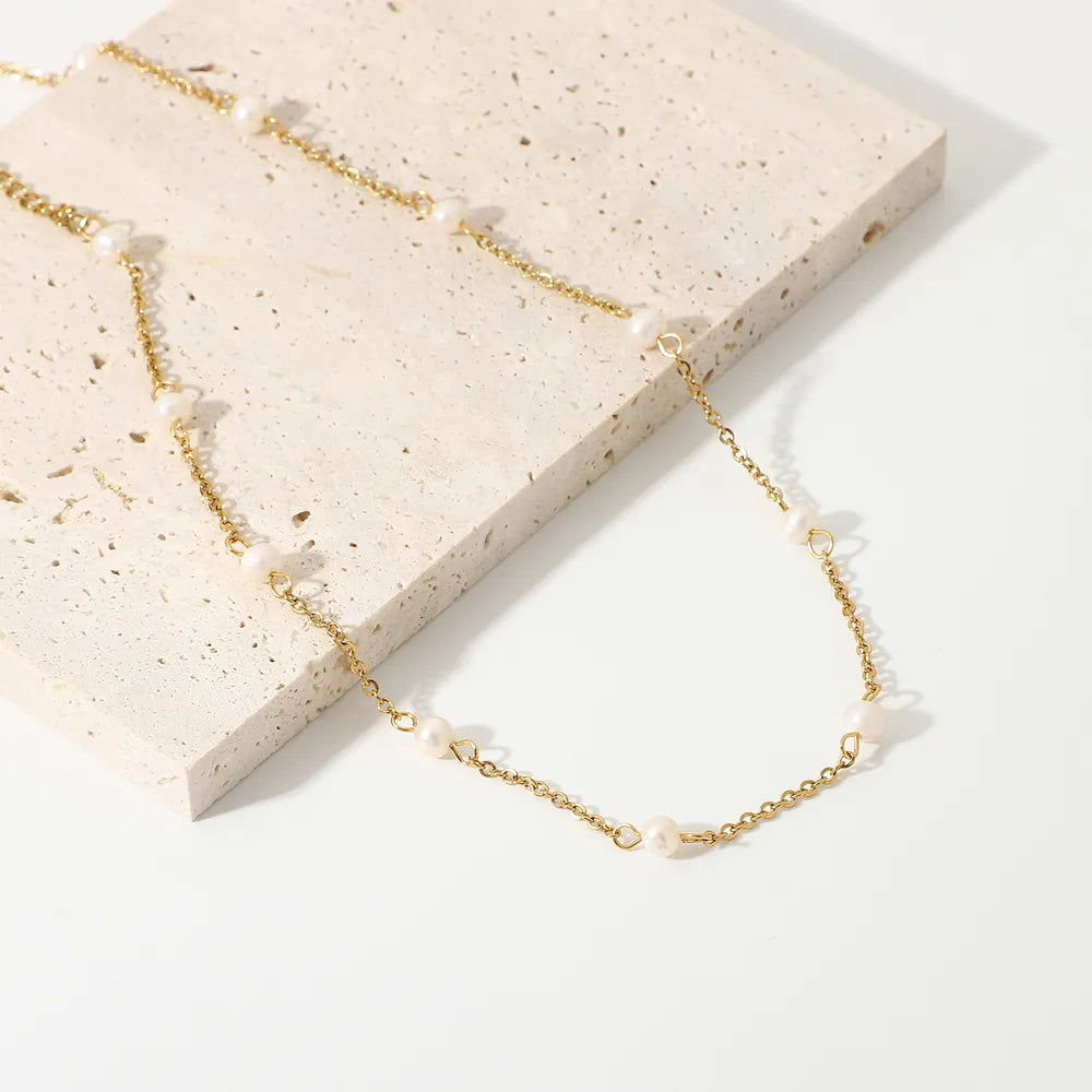 COLLANA PERLA ORO PLACCATO 18K
