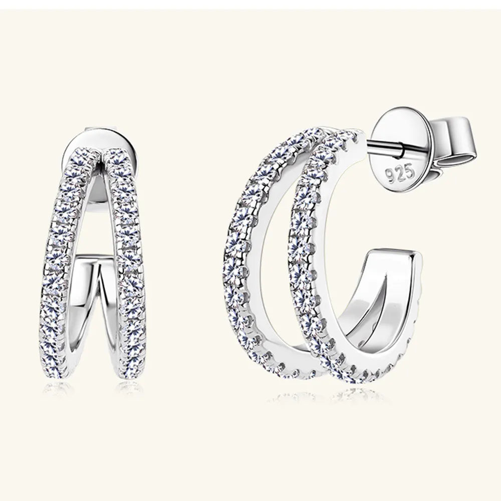 ORECCHINI DOUBLE HOOP ARGENTO MOISSANITE