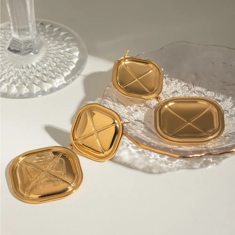 ORECCHINI SQUARE ORO PLACCATO 18K