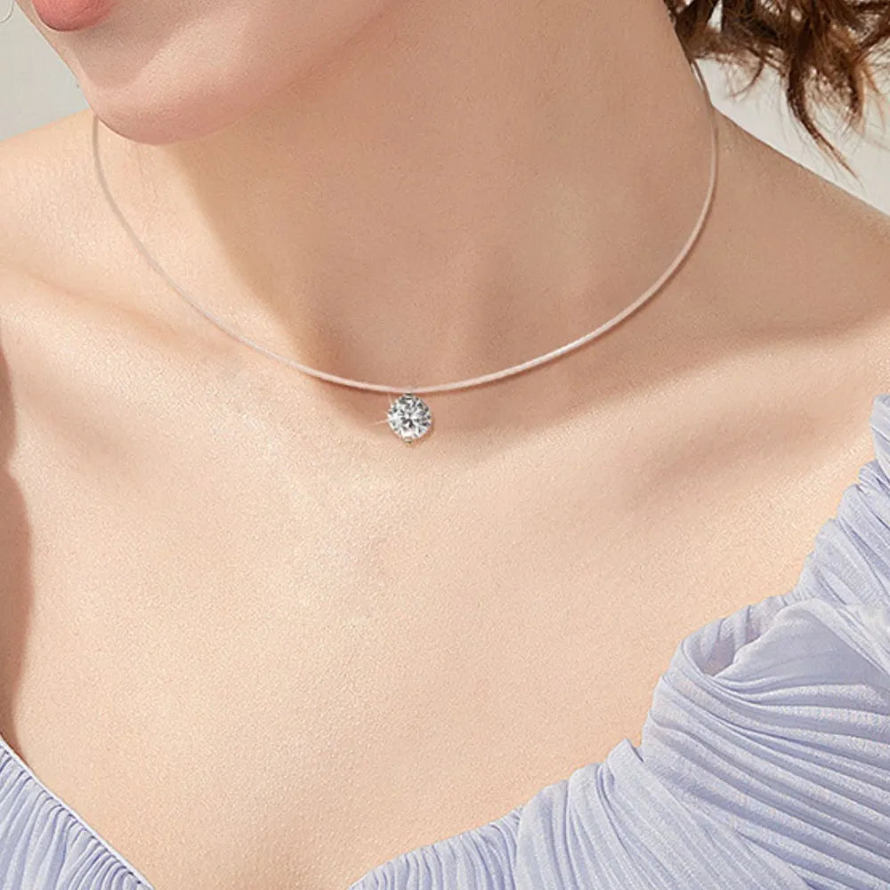 COLLANA ROUND ARGENTO MOISSANITE 1 CARATO