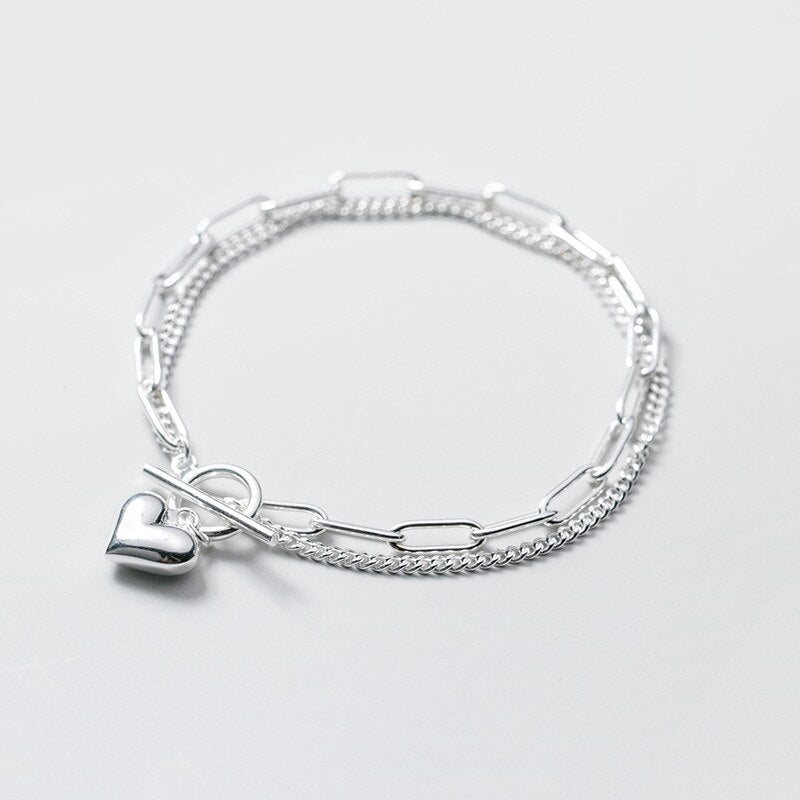 BRACCIALE ROMANTIC HEART ARGENTO