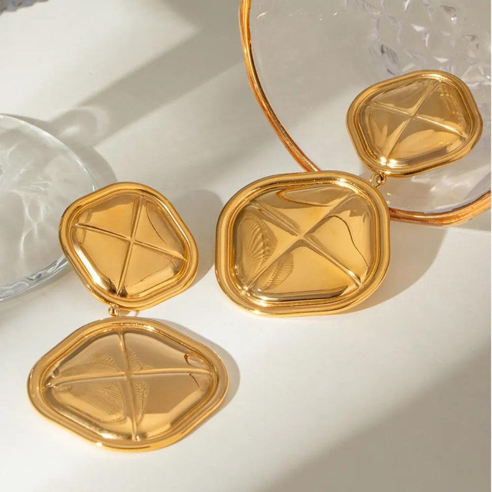 ORECCHINI SQUARE ORO PLACCATO 18K