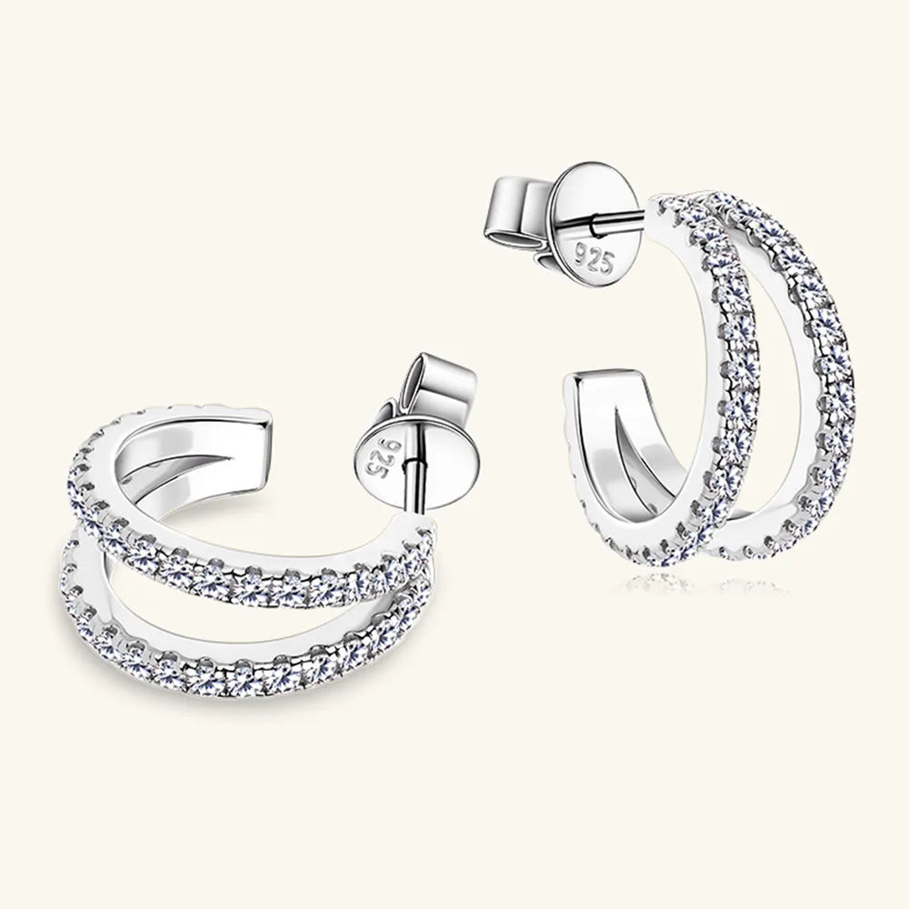 ORECCHINI DOUBLE HOOP ARGENTO MOISSANITE