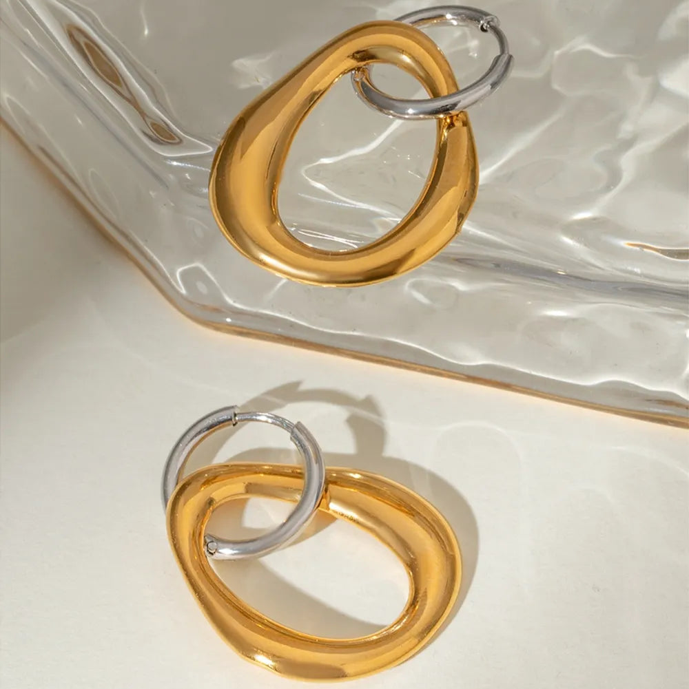 ORECCHINI DUE ANIME PLACCATI ORO 18K