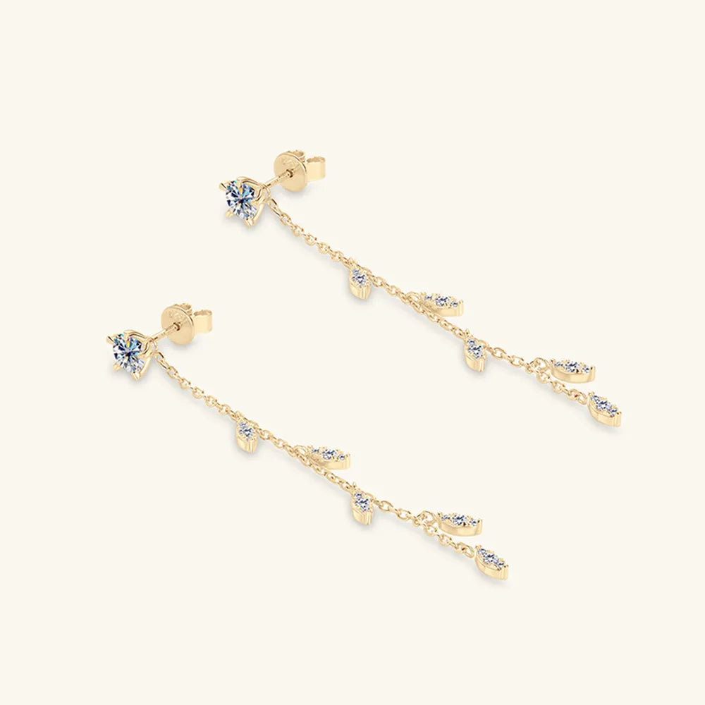 ORECCHINI FOGLIE ARGENTO MOISSANITE 1.38 CARATI