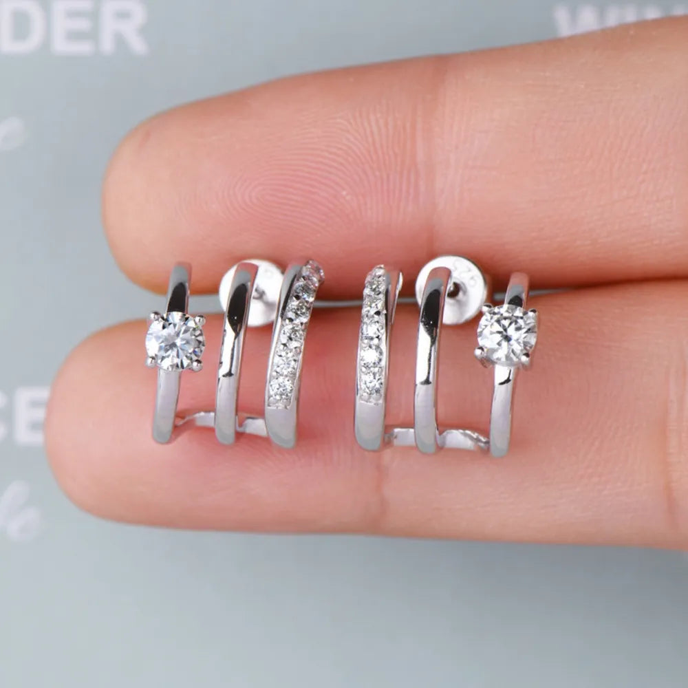 ORECCHINI TRIS ARGENTO MOISSANITE
