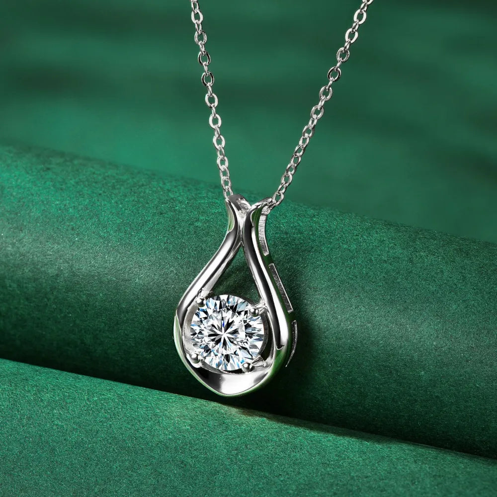 COLLANA GOCCIA ARGENTO MOISSANITE 2 CARATI