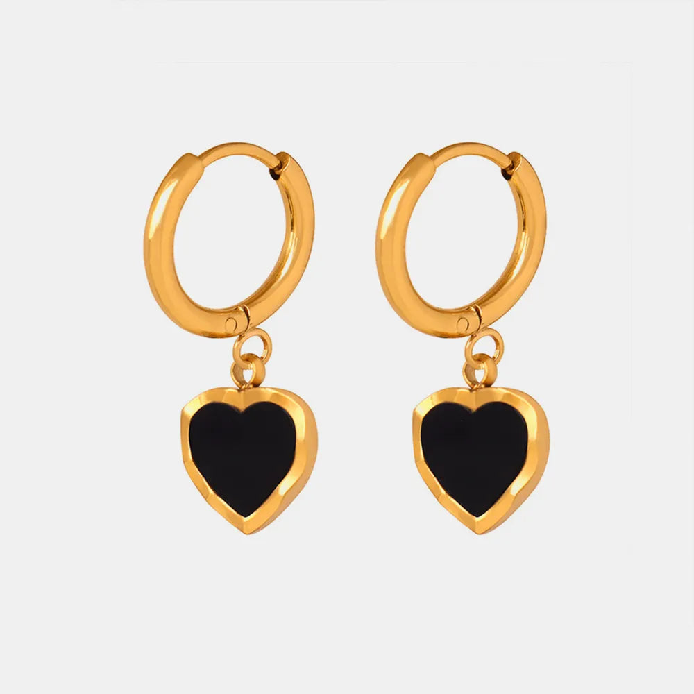 ORECCHINI CUORE NERO ORO PLACCATO 18K