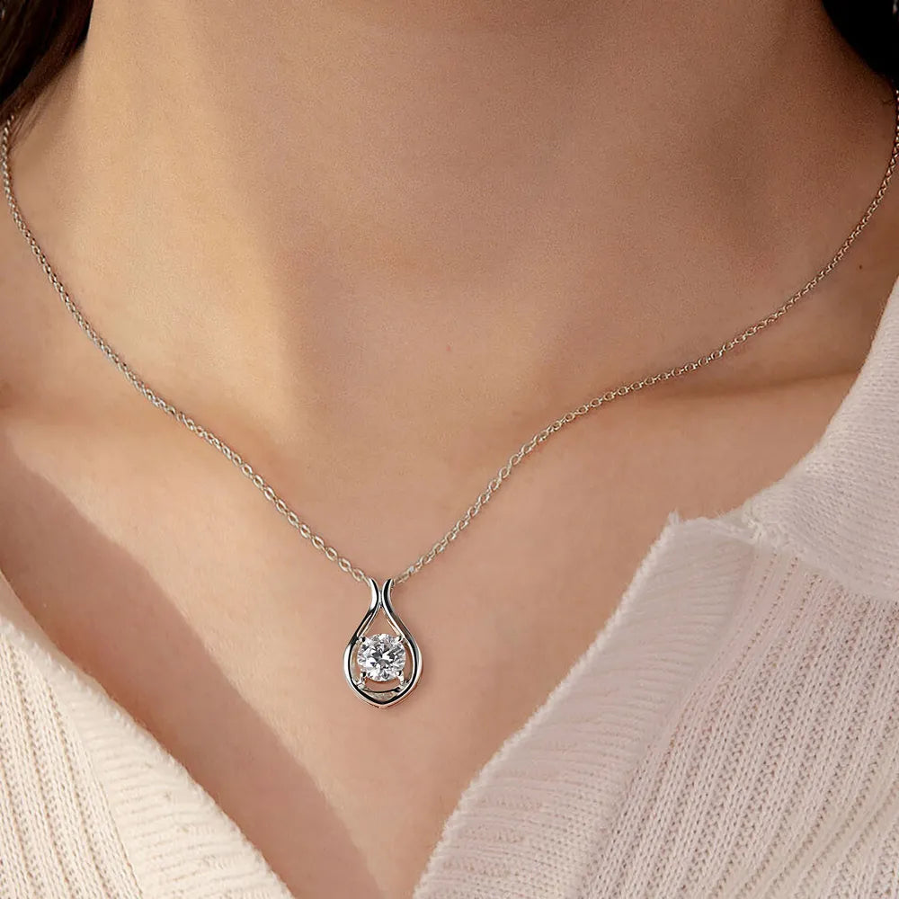 COLLANA GOCCIA ARGENTO MOISSANITE 2 CARATI