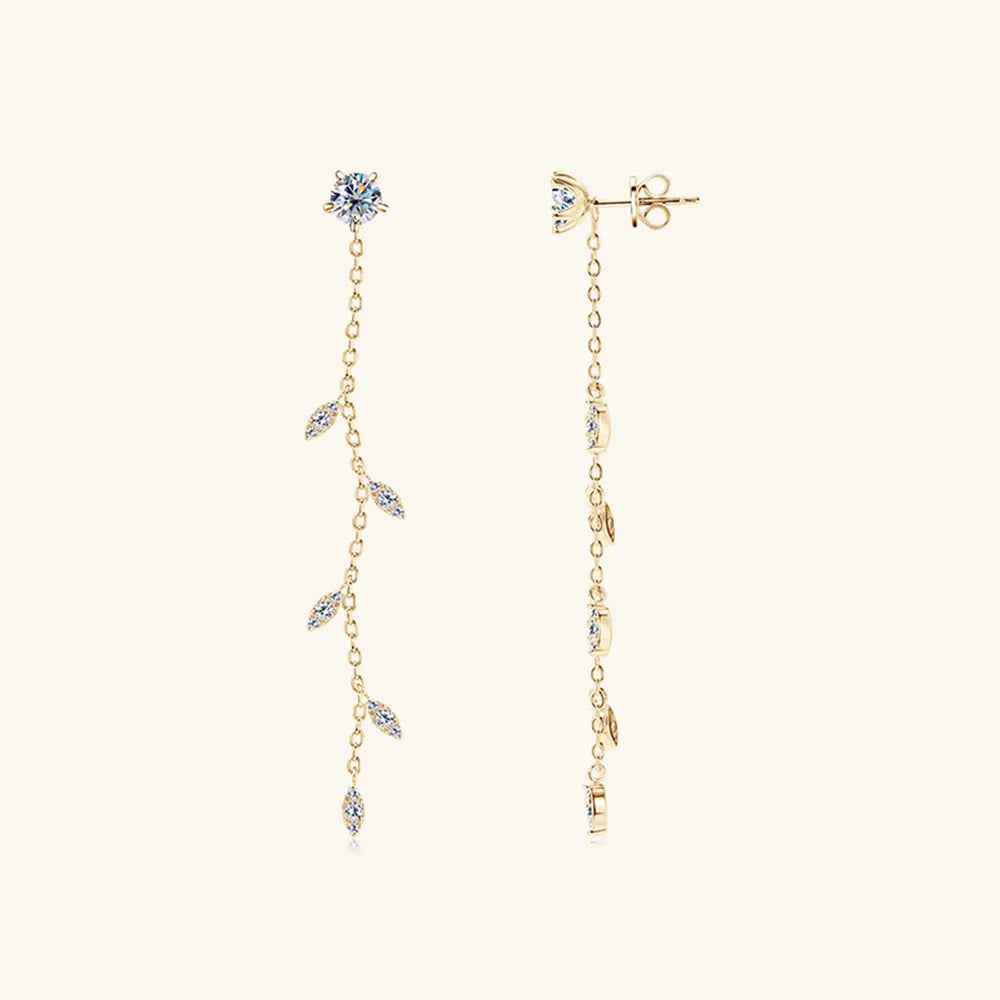 ORECCHINI FOGLIE ARGENTO MOISSANITE 1.38 CARATI