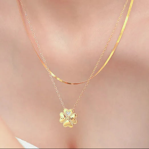 COLLANA QUADRIFOGLIO ORO PLACCATO 18K