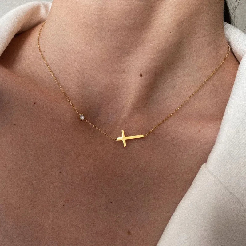 COLLANA PUNTO CROCE ORO PLACCATO 18K